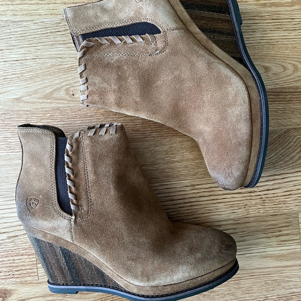 Ariat Tan Wedge Booties
